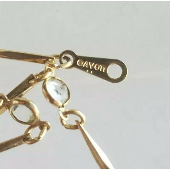 Vintage AVON Link Gold Tone Chain Bracelet 7.5" w/rhinestones - Picture 6 of 6